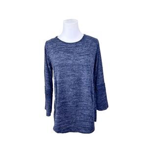 Lildy Lace Sleeve Keyhole Neckline Blue Sweater sz Small/Medium Casual Soft